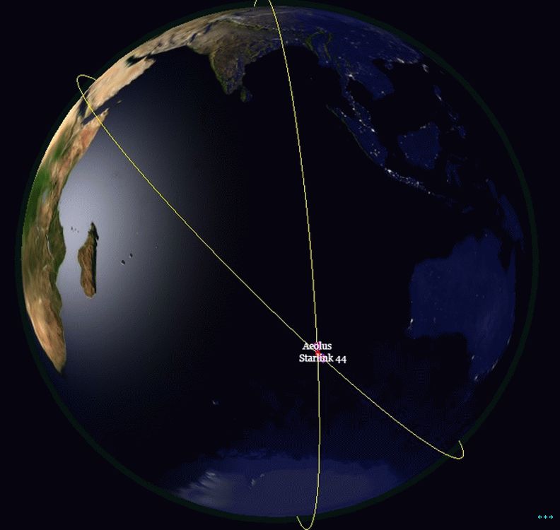 Il  projected "conjunction" between Aeolus and a SpaceX satellite.