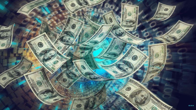 Illustrazione delle banconote da $ 100 dollari risucchiate in una rete a banda larga.