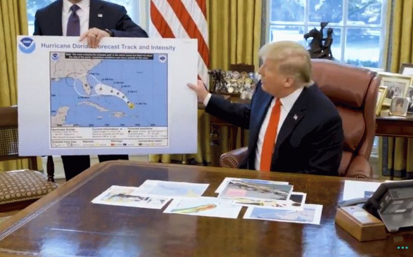 Questo è uno screenshot di un briefing della Casa Bianca sull'uragano Dorian di mercoledì.